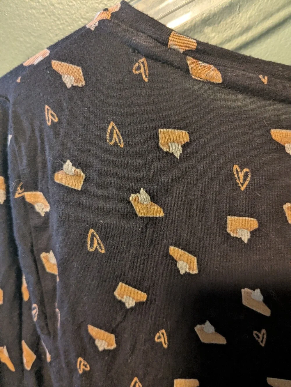 Pumpkin Pie Print Apt. 9 Black Long-Sleeve Top with